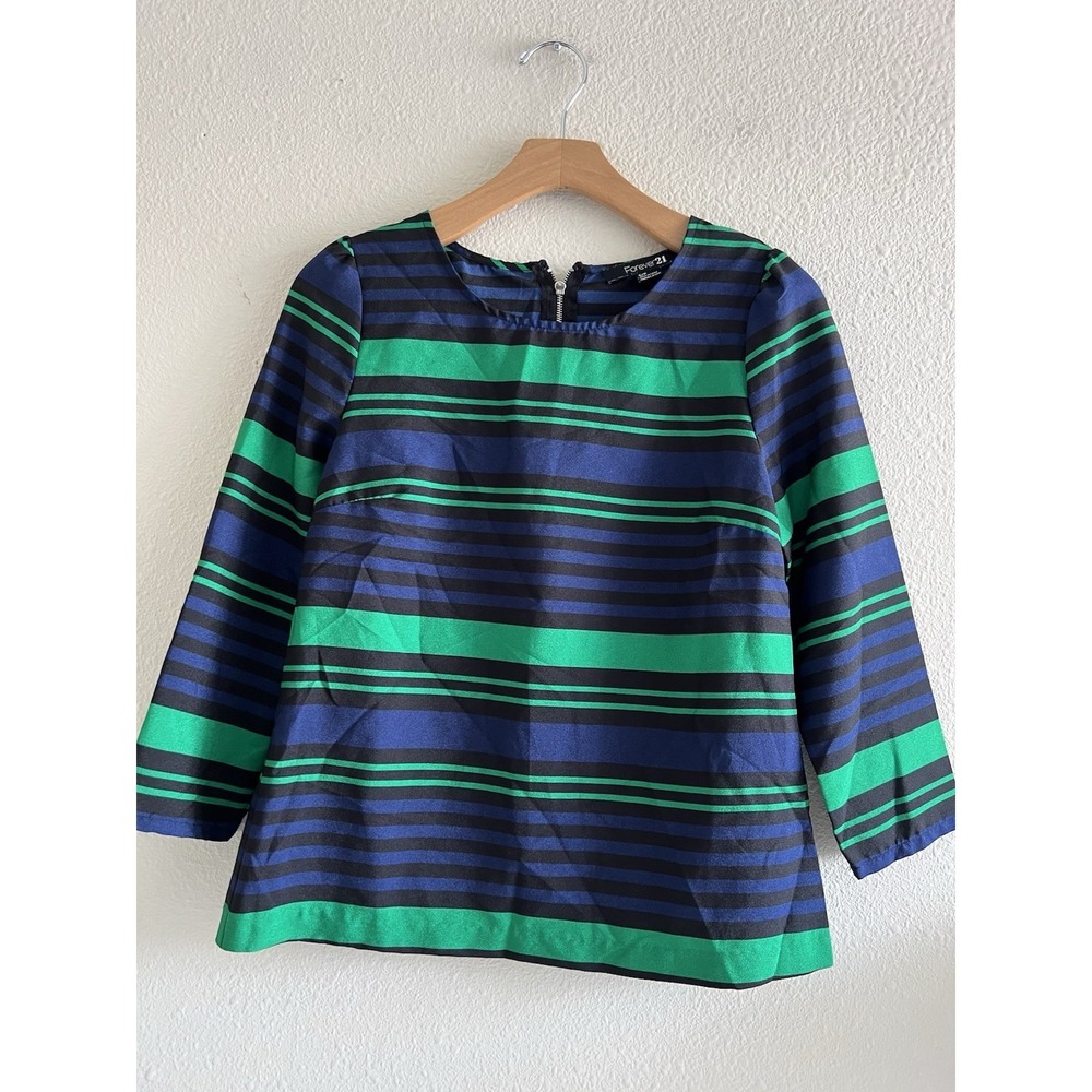 Forever 21 Retro Striped Multicolor Top Size Small Preppy Nautical Casual Office